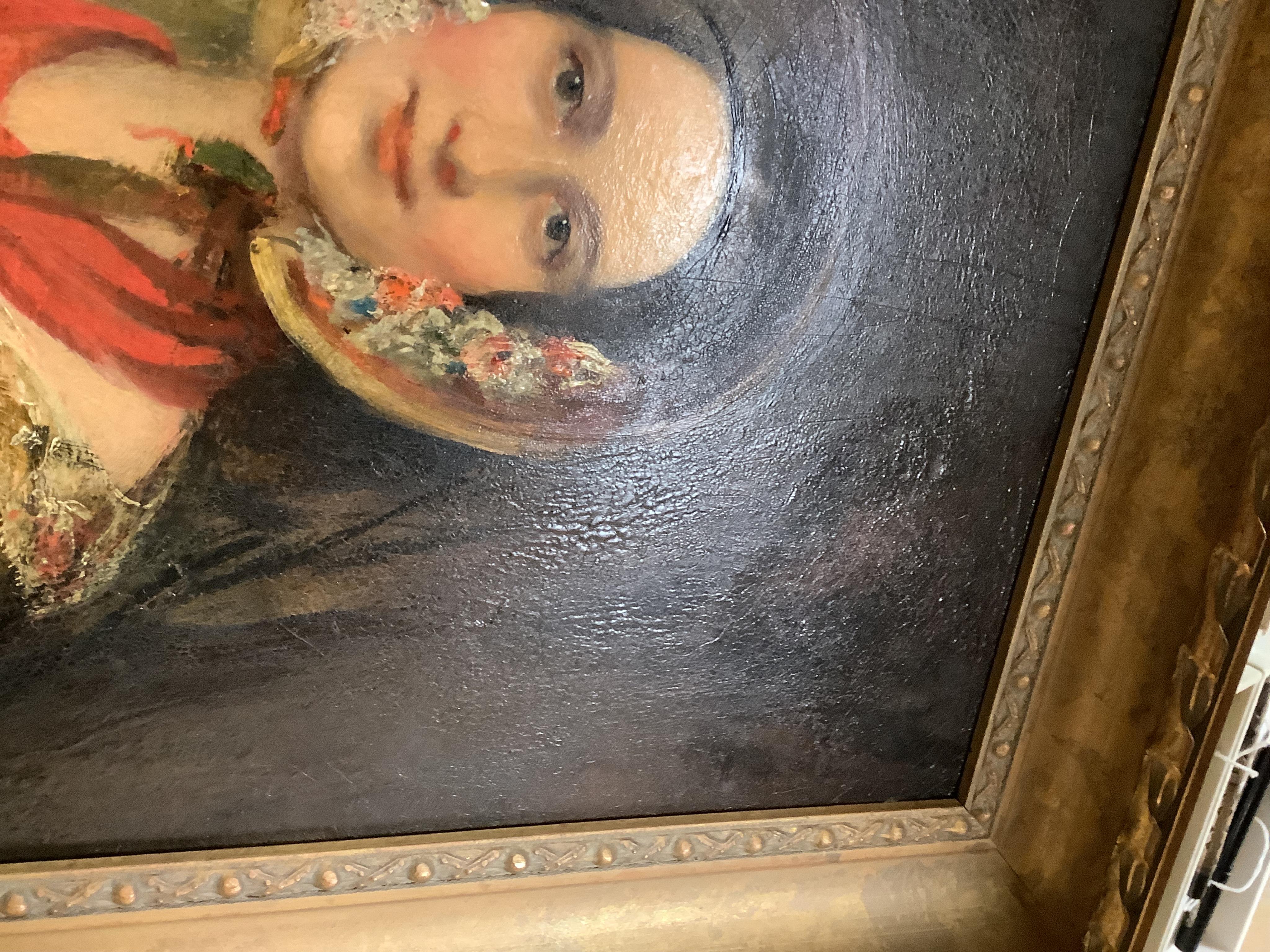 Early 19th English School, Portrait of Maria Brown wearing a bonnet, circa 1839, label verso, oil on panel, 34 x 27cm